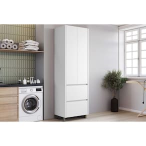 Armário Multiuso p/ Área Serviço Rainha c/ 2 Portas e 2 Gavetas 70cm Branca - Nesher