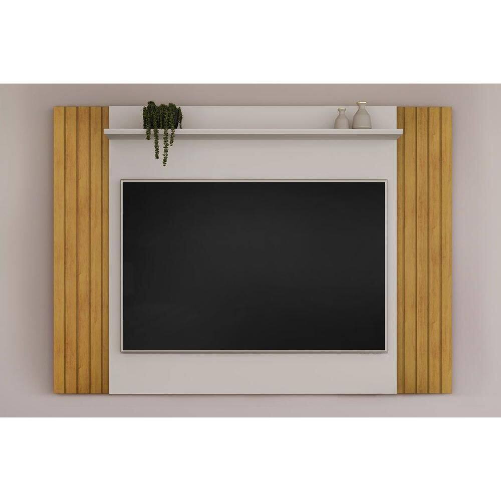 Rack Bancada c/ Painel p/ TV até 50 Pol Trend Ripado Extensível 108x136cm Cedro/Bali - DJ Móveis