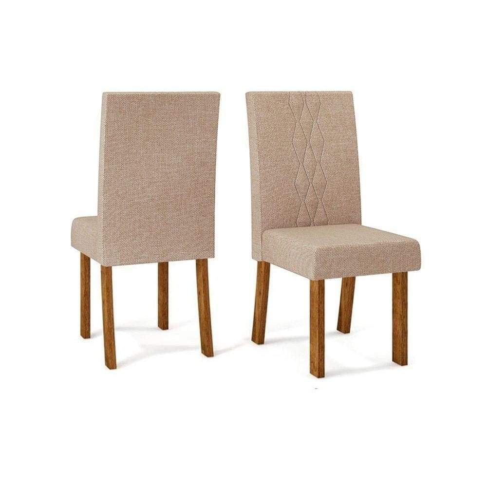 Kit 2 Cadeiras de Cozinha Elis 2 Un Carvalho Nobre/Linho Saara - DJ Móveis