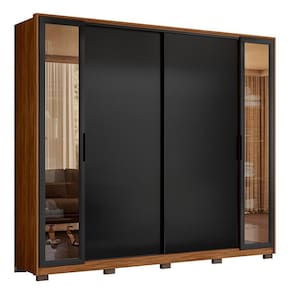 Guarda Roupa Casal Laredo 4 Portas Flex com Vidro Reflecta e Pés - Demartêz