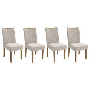 Cadeira de Cozinha 2CAD129FR Kit 4 Un Freijo/Linho Bege Claro A058 - Kappesberg