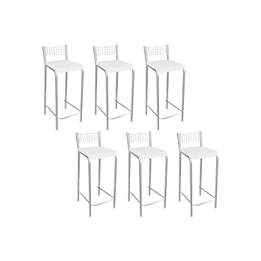 Banqueta de Cozinha Gênova B705 Kit 6 Un Cromada/Branco 106 - Kappesberg
