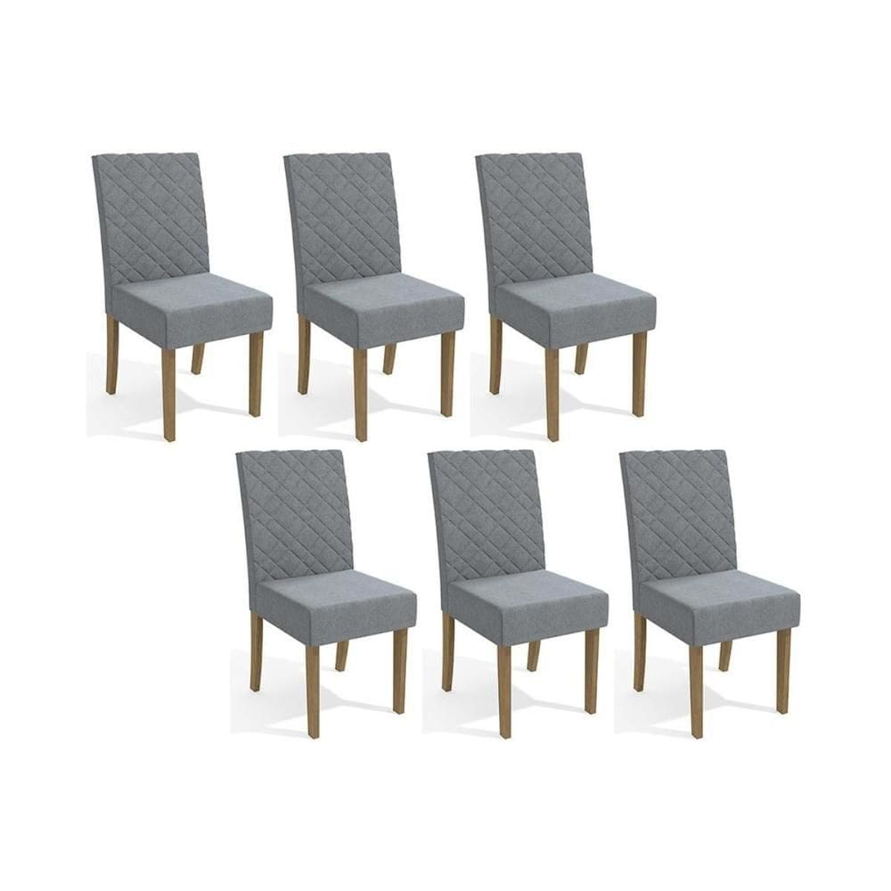 Cadeira de Cozinha 2CAD133FR Kit 6 Un Freijo/Linho Cinza A056 - Kappesberg