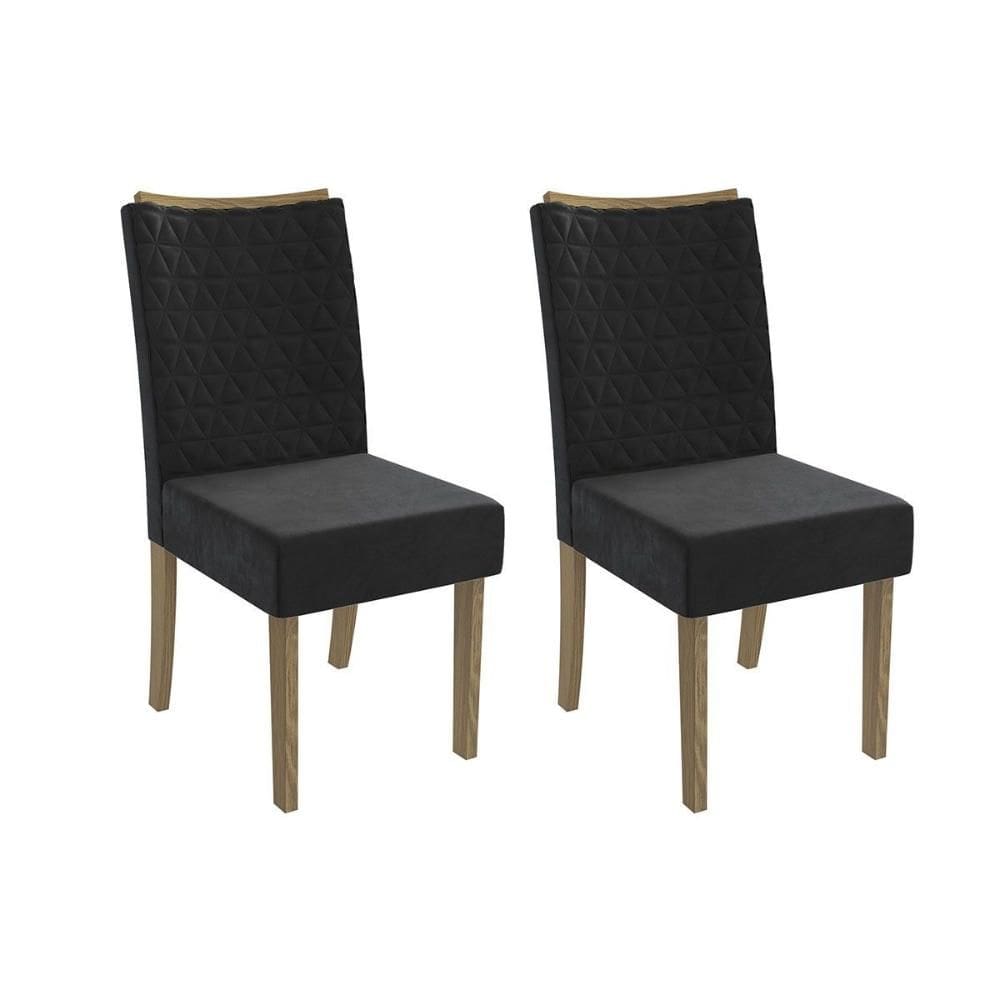 Cadeira de Cozinha 2CAD129 Kit 2 Un Canela/Suede Preto - Kappesberg