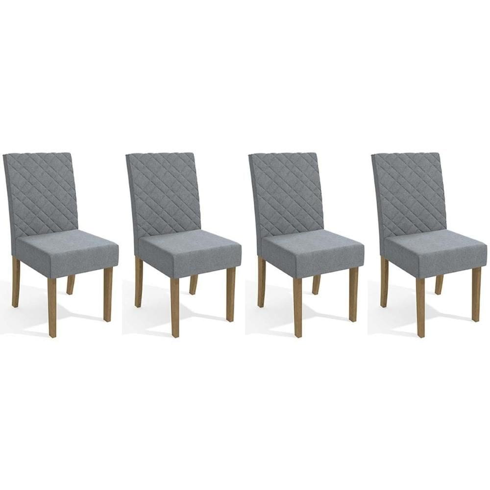 Cadeira de Cozinha 2CAD133FR Kit 4 Un Freijo/Linho Cinza A056 - Kappesberg
