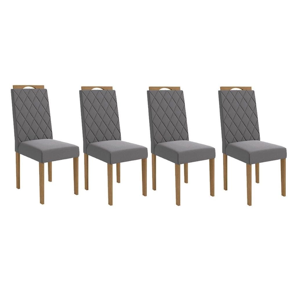Cadeira de Cozinha 2CAD152EA Kit 4 Un Eucalipto/Suede Cinza Titanio A050 - Kappesberg