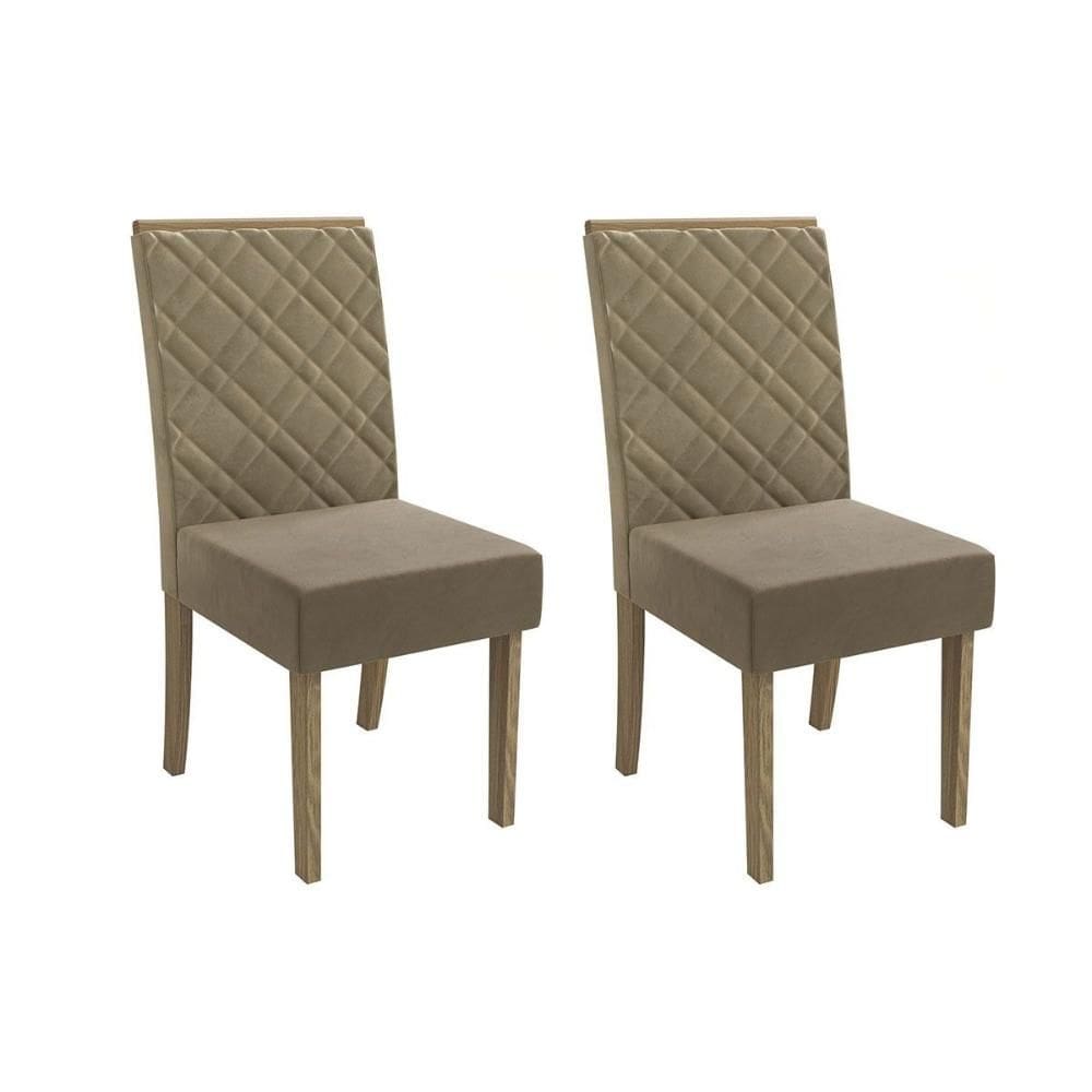 Cadeira de Cozinha 2CAD149 Kit 2 Un Canela/Suede Bege - Kappesberg