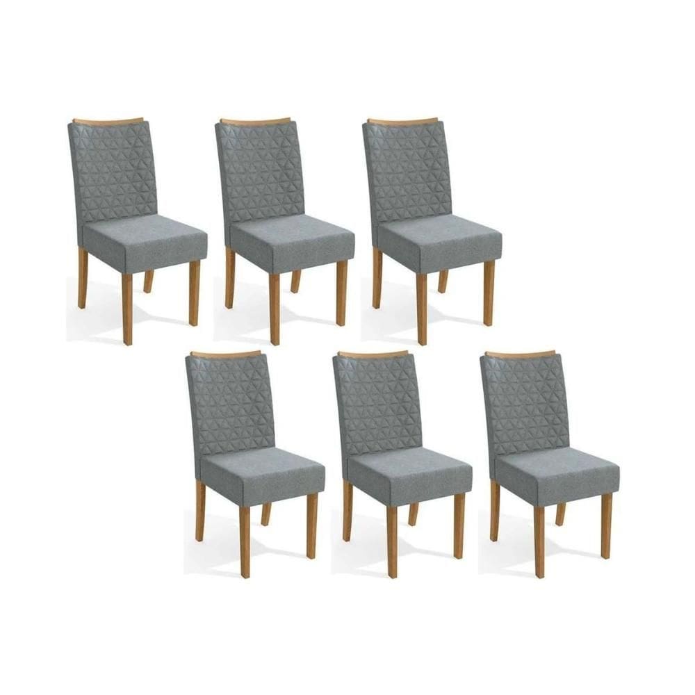Cadeira de Cozinha 2CAD129FR Kit 6 Un Freijo/Linho Cinza A056 - Kappesberg