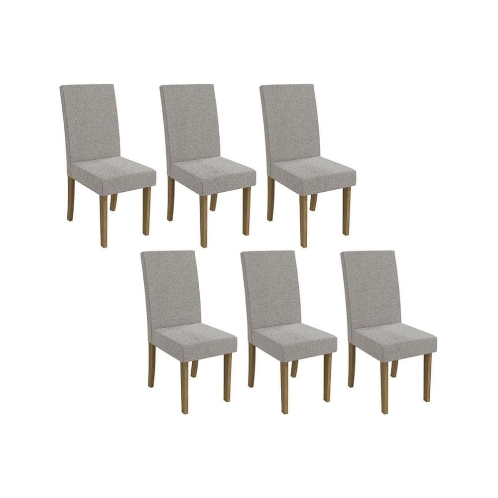 Cadeira de Cozinha 2CAD131FR Kit 6 Un Freijo/Linho Cinza A056 - Kappesberg