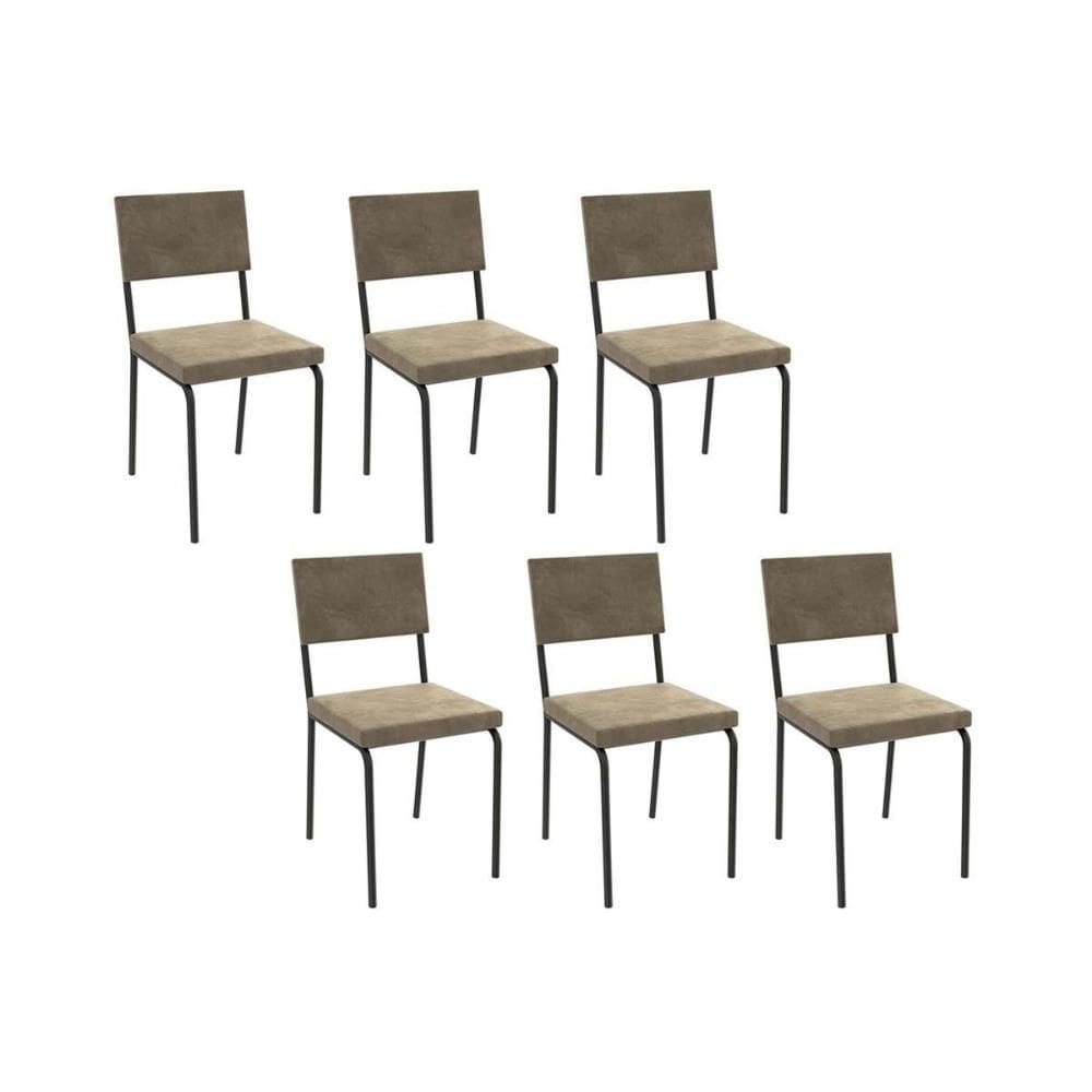 Cadeira de Cozinha Zaria 2C128 Kit 6 Un Preto Fosco/Bege A036 Suede Suede - Kappesberg