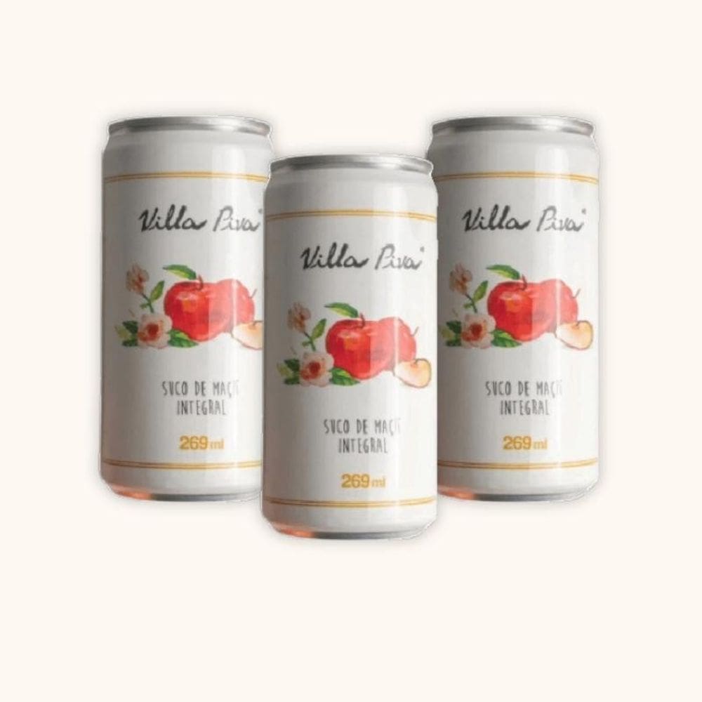 Kit 3X: Suco Maçã Integral Sem Açúcar Lata Villa Piva 269Ml