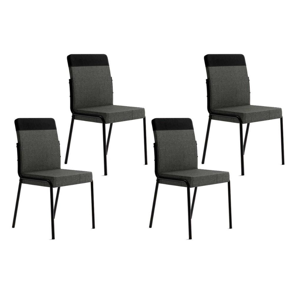 Cadeira de Cozinha Duo 1739 Kit 4 Uni Preto/Grafite - Preto - Carraro
