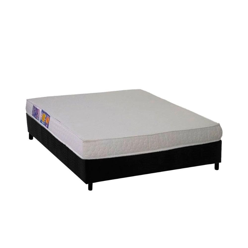 Conjunto Box Viúva: Colchão Espuma Ortobom D23 Light Saúde + Base CRC Suede Black (128x188)
