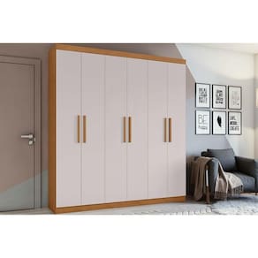 Guarda Roupa 6 Portas e 3 Gavetas Jazz Amêndoa/Off White - Lopas