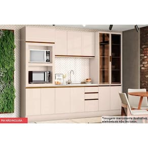 Kit Cozinha Completa 6 Peças Connect (1Aéreo+1Balcão+2Paneleiros+2Complementos) C5P73 Off White - Henn