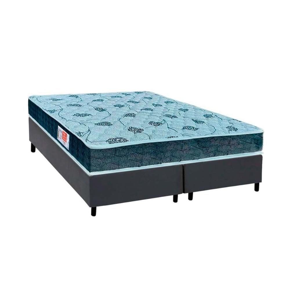 Cama Box Queen: Colchão Espuma D45 Orthoflex Comfortpedic + Base CRC Courano Gray (158x198)