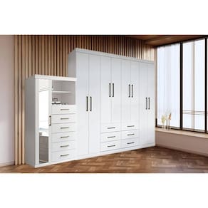 Guarda Roupa 2 Peças (1GuardaRoupa+1Cômoda) QC138 Branco - Santos Andirá