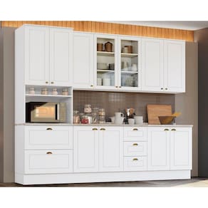 Kit de Cozinha Completa 7 Peças Americana (2Aéreos+1Paneleiro+2Balcões+2Complementos) C5P45 Branco - Henn