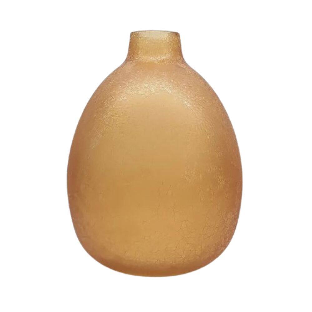 Vaso Em Vidro Com Textura Ambar 26Cm