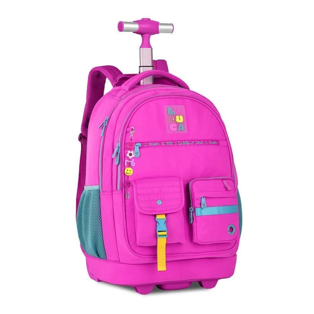 Mochila Rodinha 19 Com Alça Luluca Rosa Clio