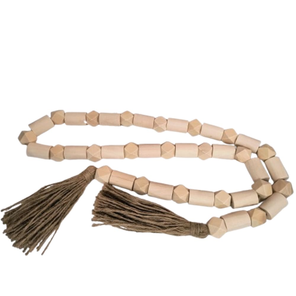 Adorno Colar Em Madeira Natural E Sisal 136Cm