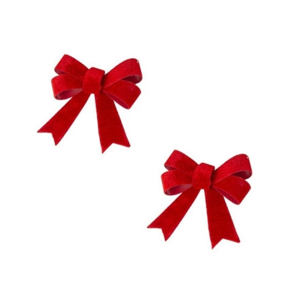 Laços Aramado Em Veludo 15Cm Vermelho - Pct Com 2 Peças