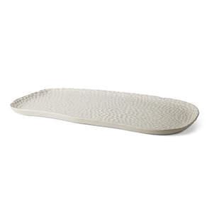 Bandeja Em Ceramica Organica Off-White 42X23cm