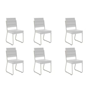 Cadeira de Cozinha 1736 Kit 6 Uni Prata/Courino Branco - Carraro