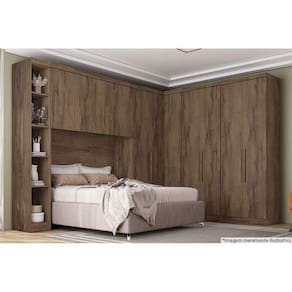 Modulado De Quarto Armário Cantoneira Rizon-linea C- 4 Prateleiras Cumaru