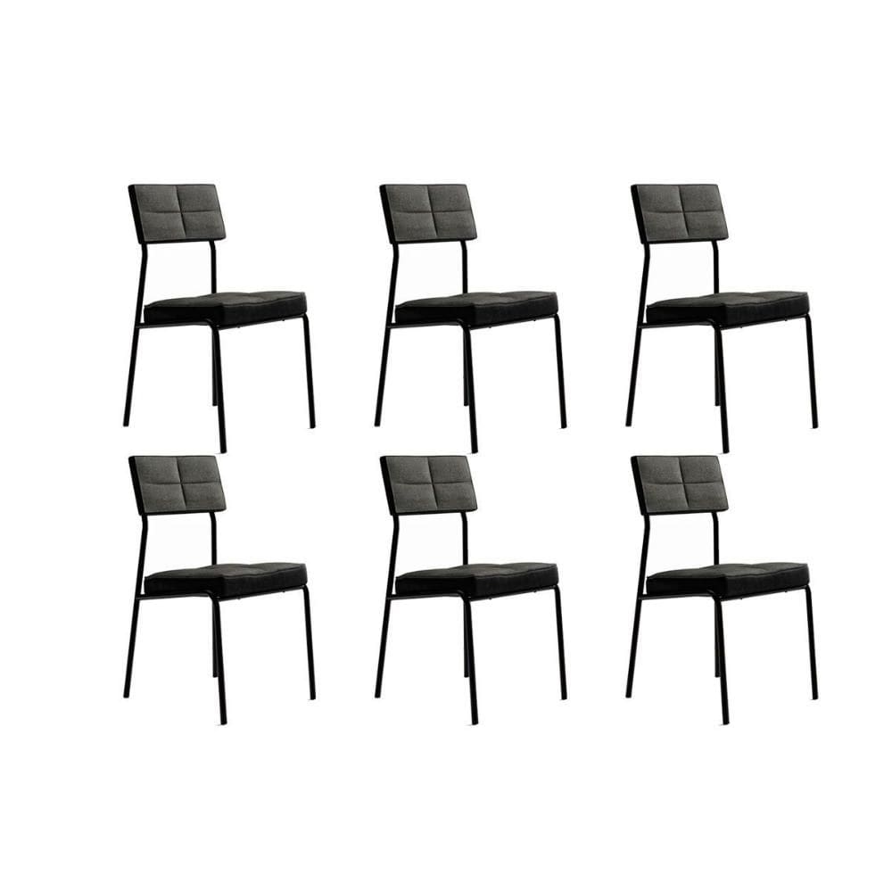 Cadeira de Cozinha Neo 1740 Kit 6 Uni Preto/Grafite - Preto - Carraro