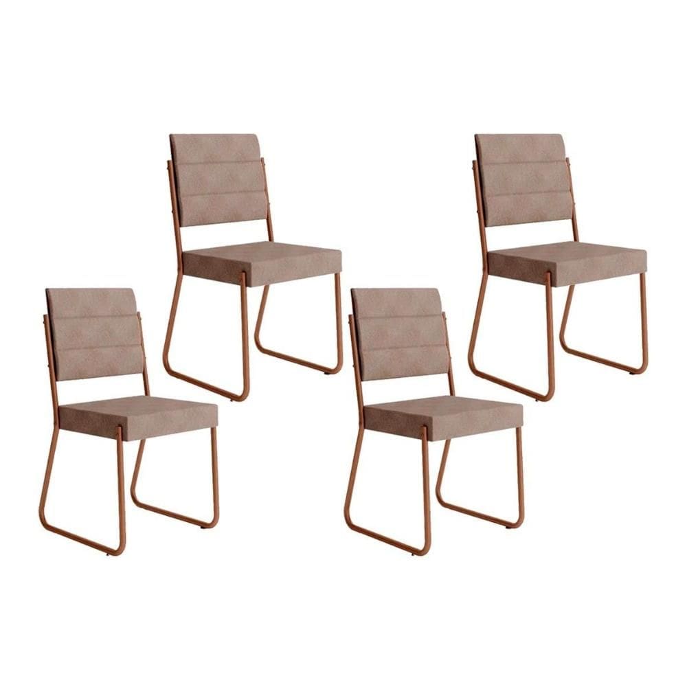 Cadeira de Cozinha 1736 Kit 4 Uni Rose/Areia - Caramelo - Carraro