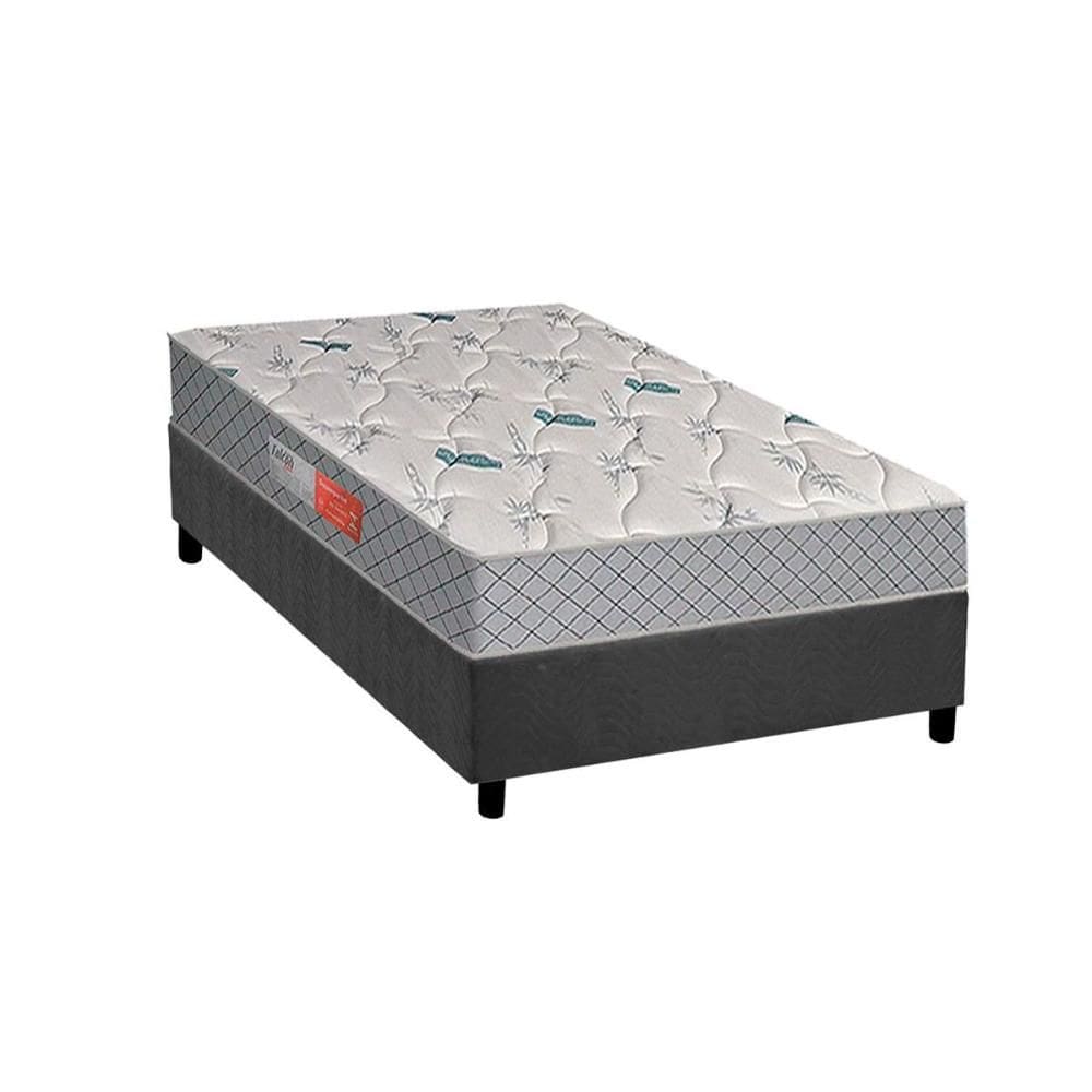 Conjunto Box Solteiro: Colchão Espuma Plumatex D26 Falcon Firme + Base CRC Suede Gray (88x188)