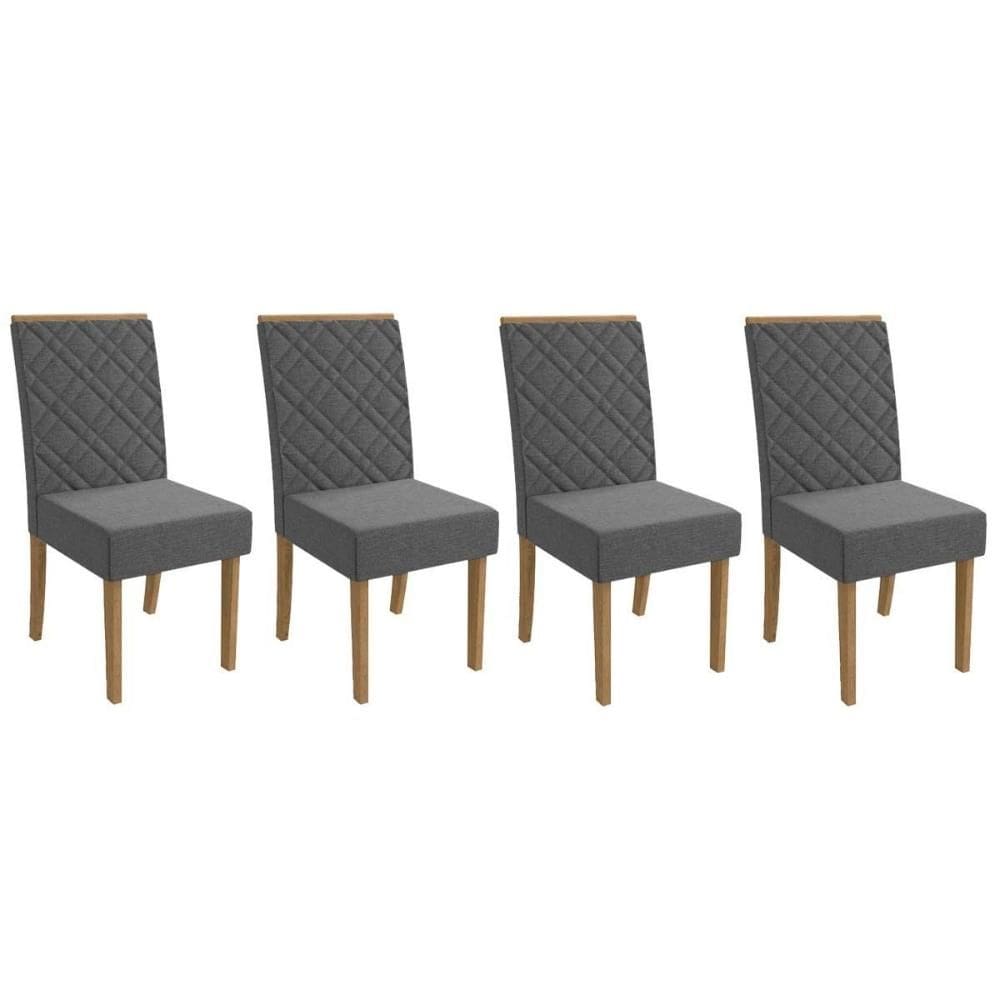 Cadeira de Cozinha 2CAD149FR Kit 4 Un Freijo/Linho Cinza A056 - Kappesberg