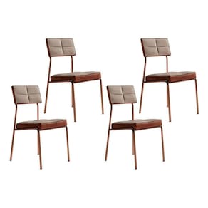 Cadeira de Cozinha Neo 1740 Kit 4 Uni Rose/Linho Areia/Courano Caramelo - Carraro
