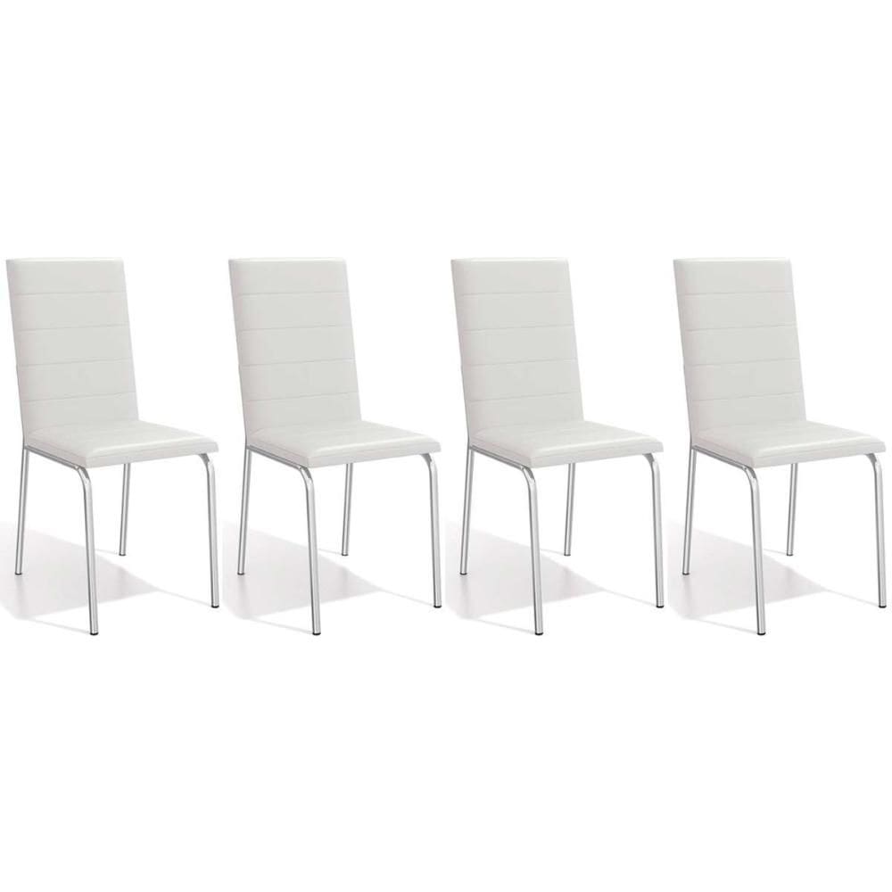 Cadeira de Cozinha Amsterdã C091 Kit 4 Un Cromada/Branco 106 - Kappesberg