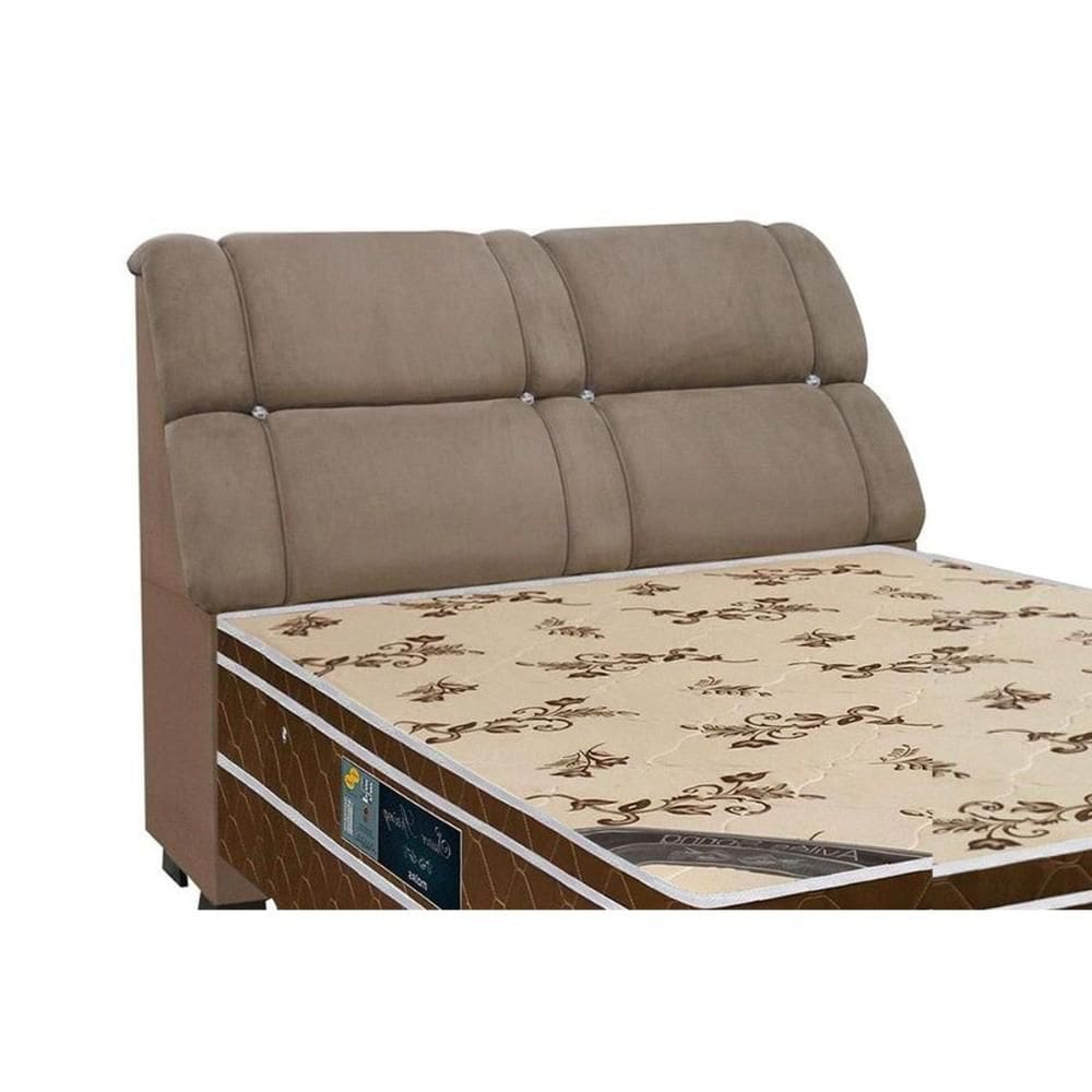 Painel de Cama Box Estofada Casal Imperador Suede Bege - Simbal