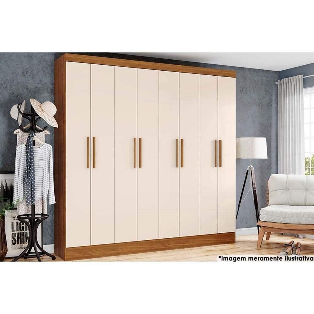 Guarda Roupa 8 Portas e 4 Gavetas B51 Nature/Off White - Henn