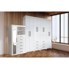 Guarda Roupa 2 Peças (1GuardaRoupa+1Cômoda) QC139 Branco - Santos Andirá