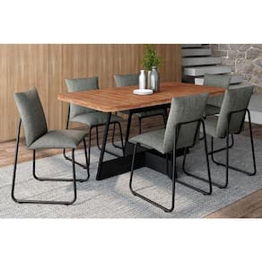 Conjunto: Mesa Sala Jantar Átria 1592 Aço c/ Tampo Madeirado 160x90cm e 6 Cadeiras 1750 Preto/Nogal - Preto/Grafite - Carraro