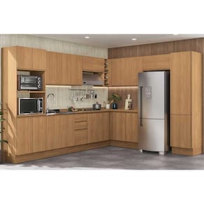 Cozinha Modulada Completa Ciela 14 Peças (5Aéreos+4Balcões+2Paneleiros+3Complementos) C14P80 Canela - Kappesberg