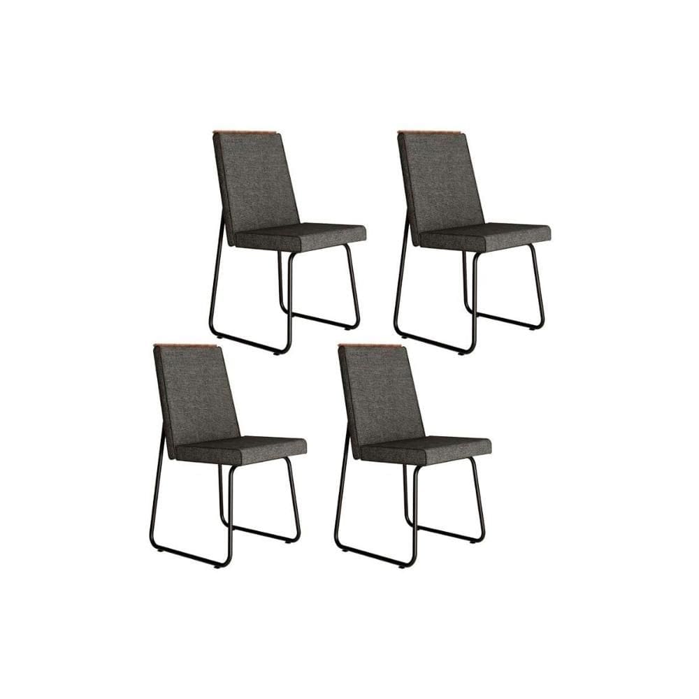 Cadeira de Cozinha Lira 1752 Kit 4 Uni Preto/Grafite - Preto - Carraro