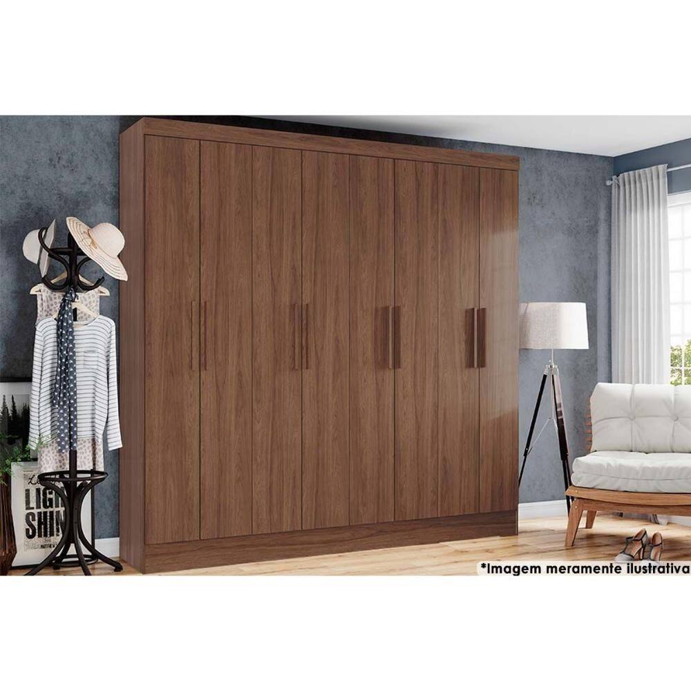 Guarda Roupa 8 Portas e 4 Gavetas B51 Castanho - Henn