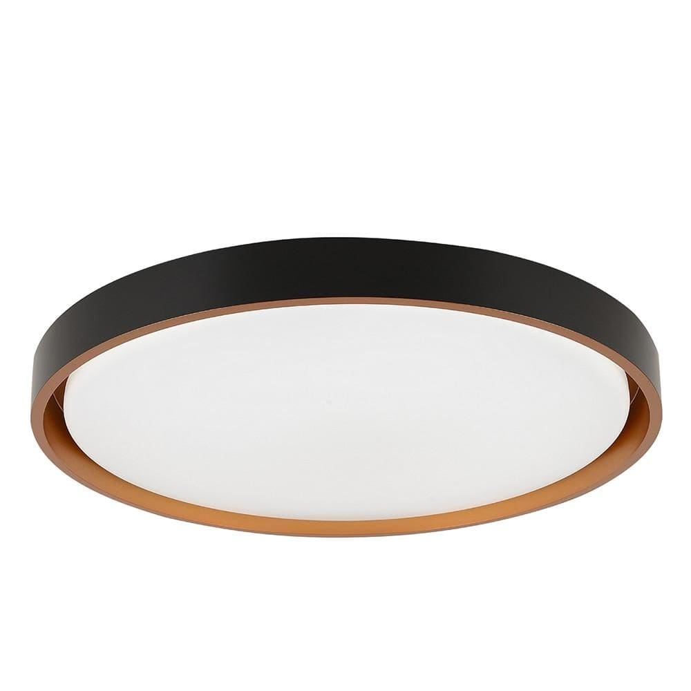 Painel Plafon Led de Sobrepor Modaza Redondo Olimpo com 3 Temperaturas 41 cm, Preto e Dourado
