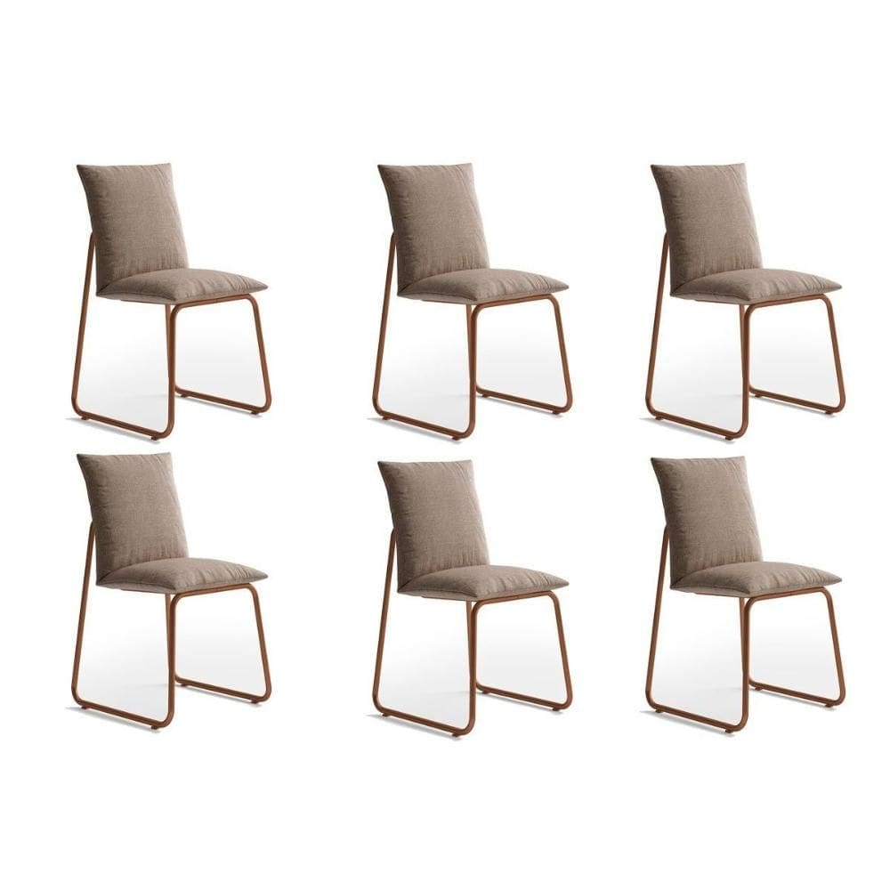 Cadeira de Cozinha Soft 1750 Kit 6 Uni Rose/Linho Areia - Carraro