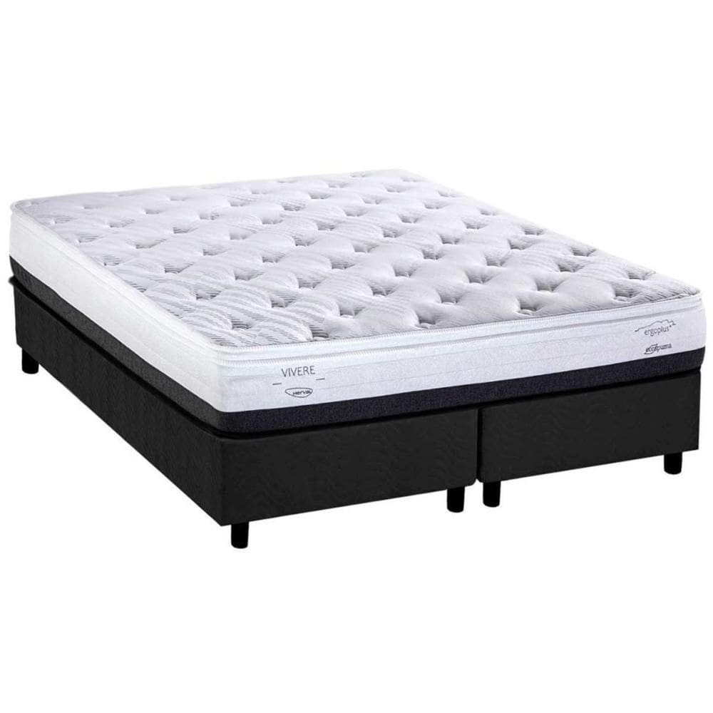 Cama Box King: Colchão Ortopédico Herval Georgetown C1620 Ergoplus + Base CRC Suede Gray (193x203x25)