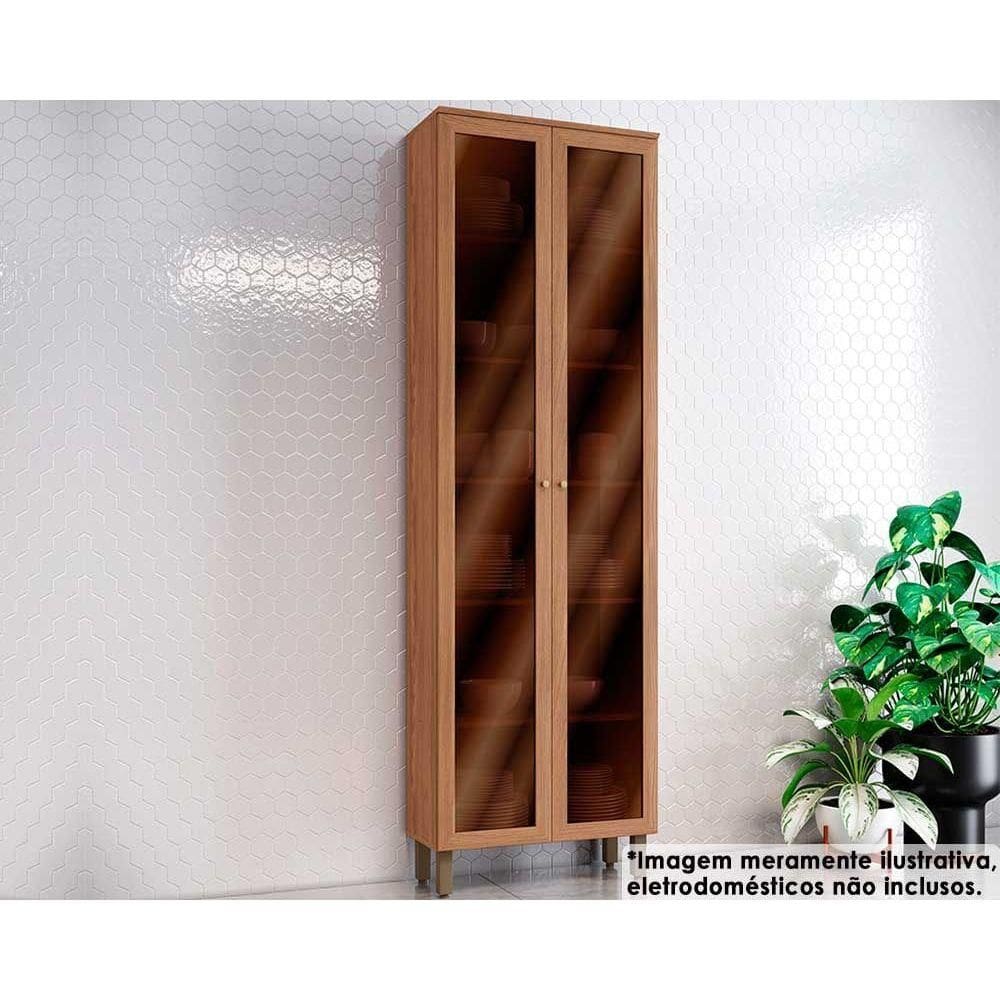 Cristaleira Sala Jantar Requinte c/ 2 Portas c/ Vidro 71x230cm Flex Nature/Nature ou Areia - Henn