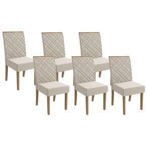 Cadeira de Cozinha 2CAD149FR Kit 6 Un Freijó/Linho Caqui A040 - Kappesberg