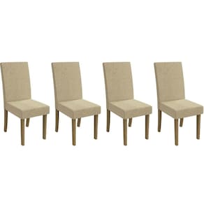 Cadeira de Cozinha 2CAD131FR Kit 4 Un Freijo/Linho Bege Claro A058 - Kappesberg
