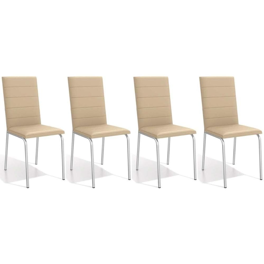 Cadeira de Cozinha Amsterdã C091 Kit 4 Un Cromada/Nude 16 - Kappesberg