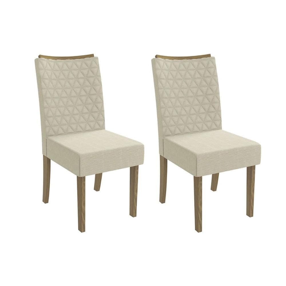 Cadeira de Cozinha 2CAD129 Kit 2 Un Canela/Linho Bege - Kappesberg